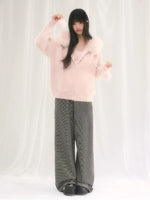 Fur Collar Hooded Knit Cardigan