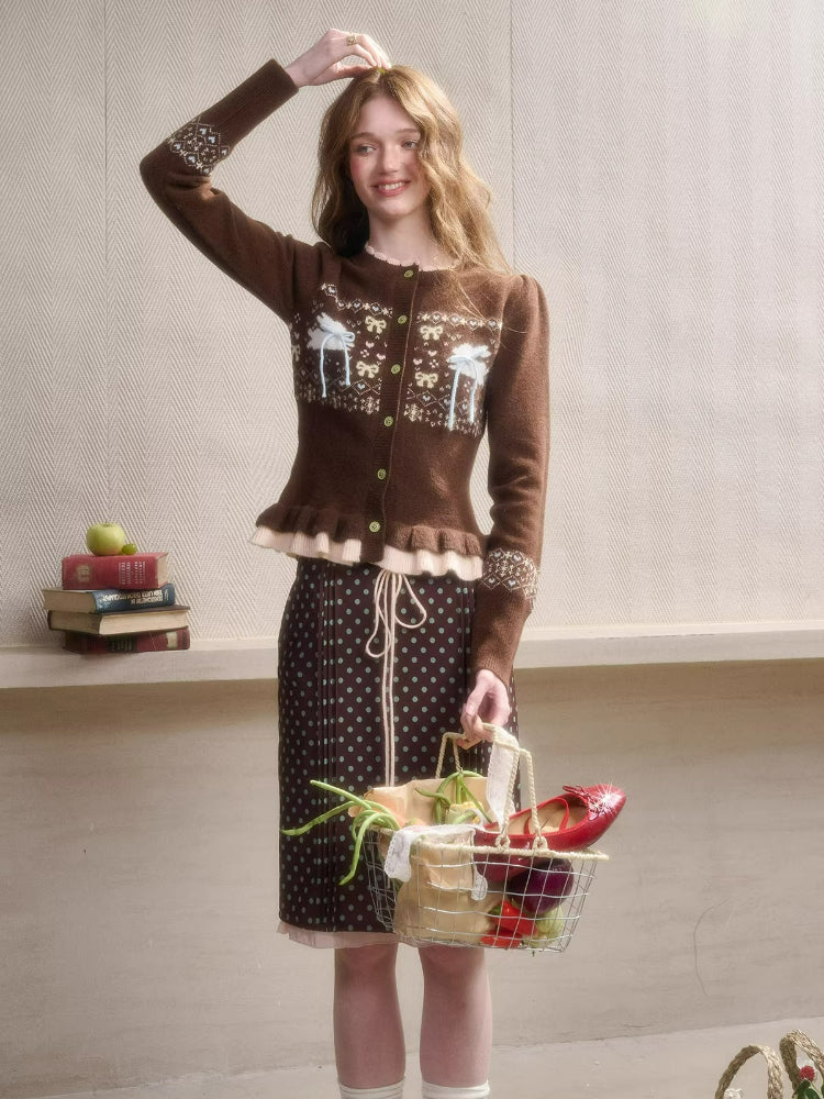 Bunny Fair Isle Knit Cardigan &amp; Skirt Set