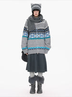 Contrast Stand Collar Knit Cardigan