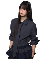 Plaid Tie Blouse