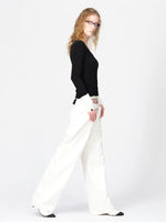 Wool Contrast V Neck Ruched Top