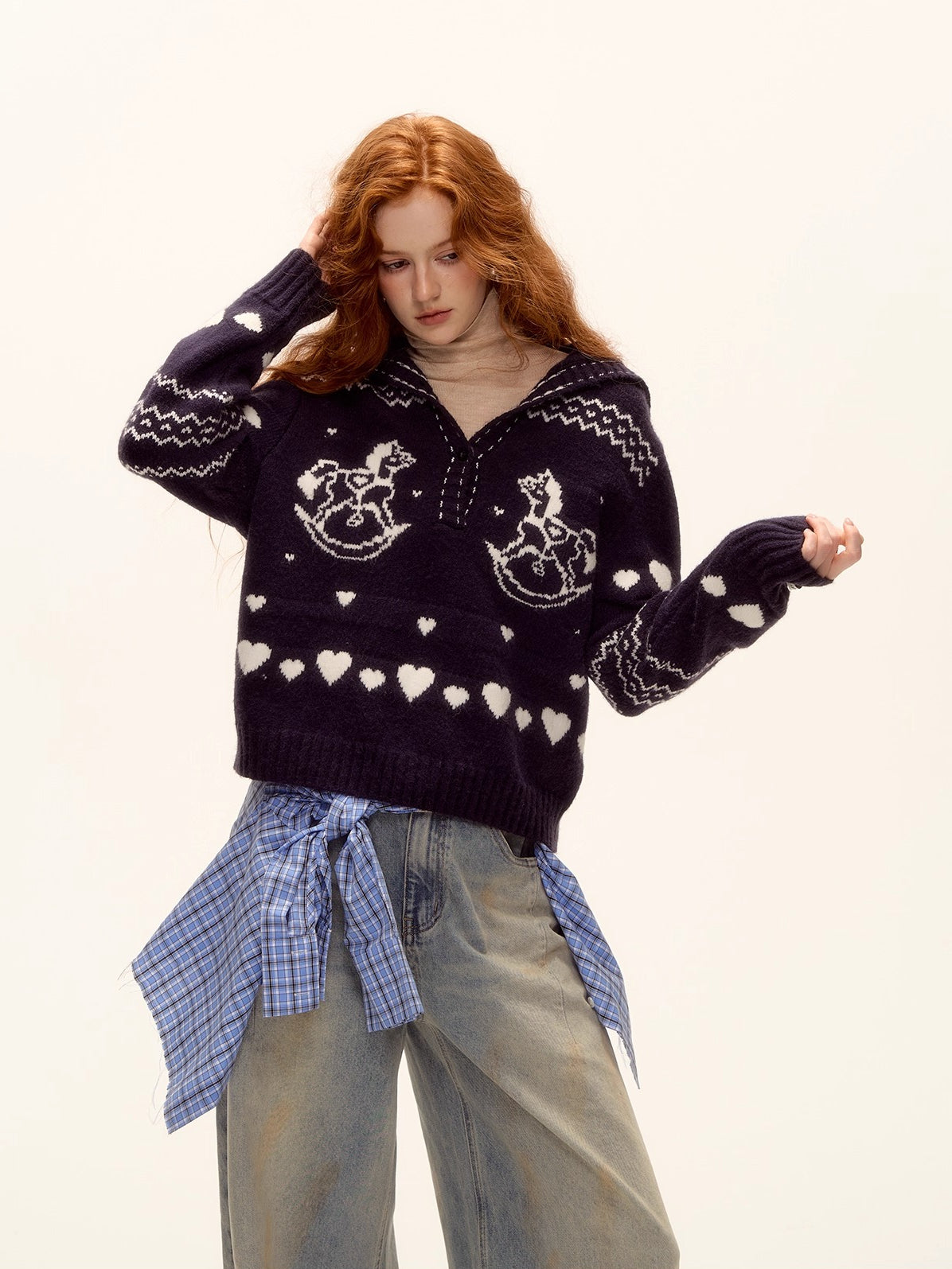 Pony Jacquard Polo Sweater