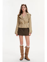 Double Breasted Pleated Trench Jacket