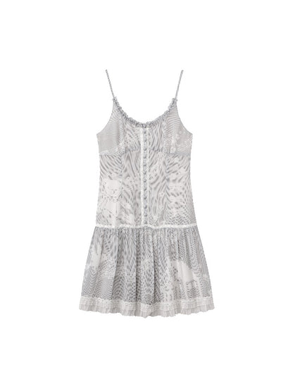 Pixel Print Chiffon Dress