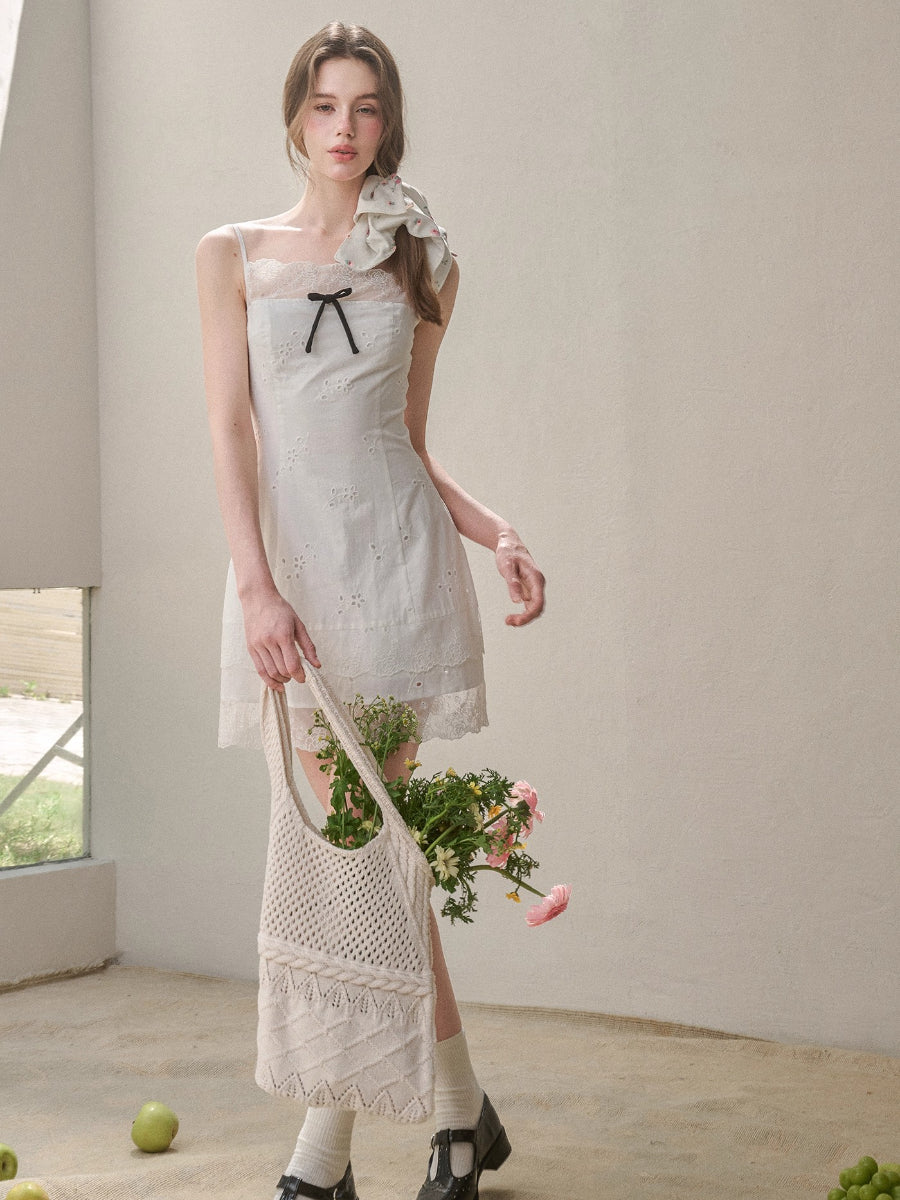 Cotton Embroidered Lace Slip Dress