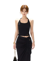 Cool Black Knot Halter Tank Top