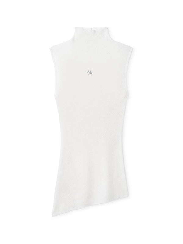 Wool Asymmetrical Turtleneck Blouse