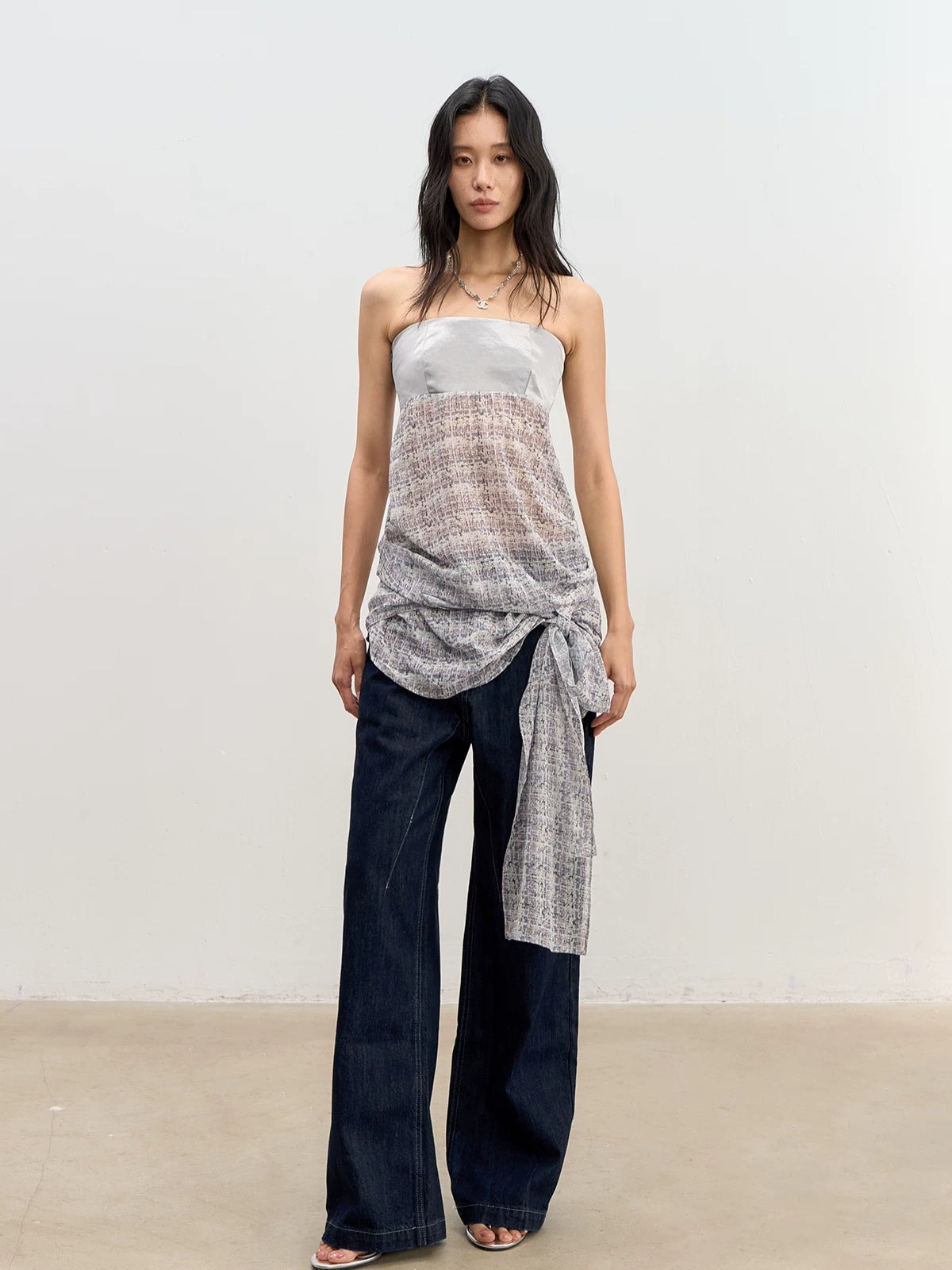 Satin Chiffon Tube Top