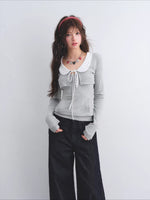 Polka Collar Cardigan Set