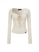 Drawstring Cutout Top