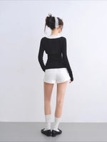 Polka Collar Cardigan Set