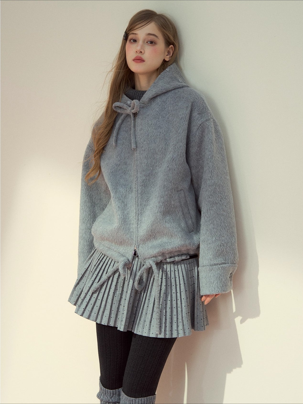 Wool Blend Faux Fur Collar Coat
