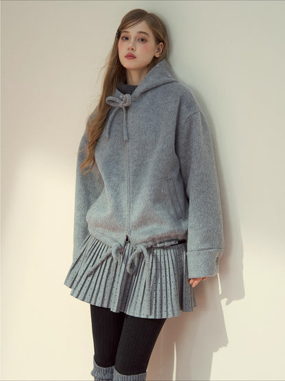Wool Blend Faux Fur Collar Coat