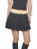 Plaid Pleated A-Line Skirt