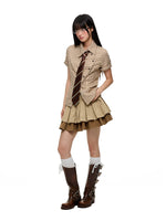 Korean Slim Waist Checkered Shirt
