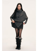 Asymmetric Turtleneck Batwing Sleeve Sweater