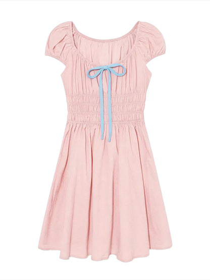 French Floral Tie Waist Dress