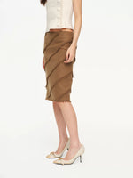 Asymmetric Fringed Wool Blend Skirt