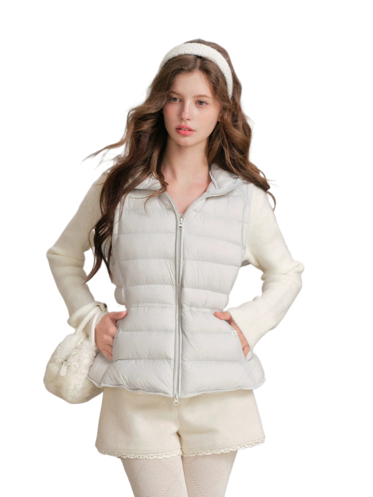 Drawstring Waist Hooded Down Vest