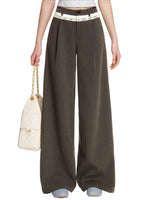Gray Lace Waist Wide Pants