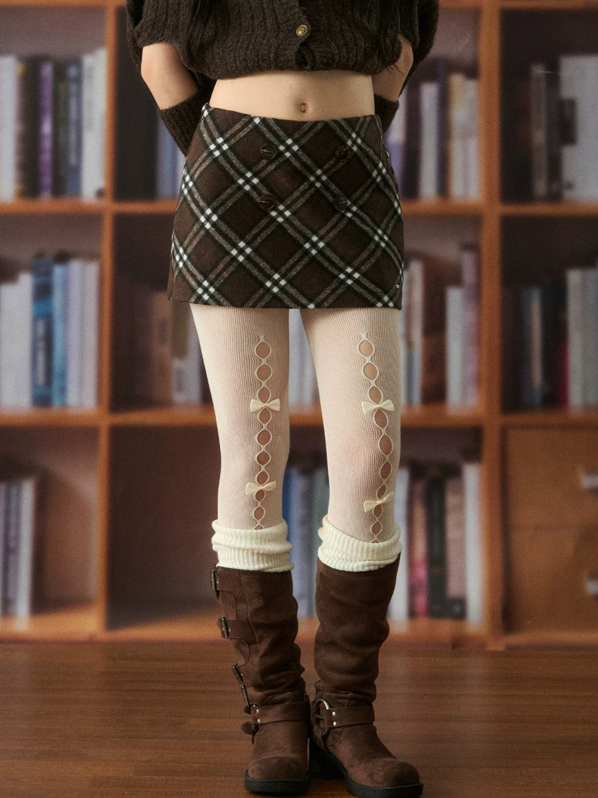 Plaid Double Breasted Mini Skirt