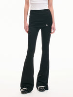Faux Two-piece Mid-waist Pleated Flared Pants