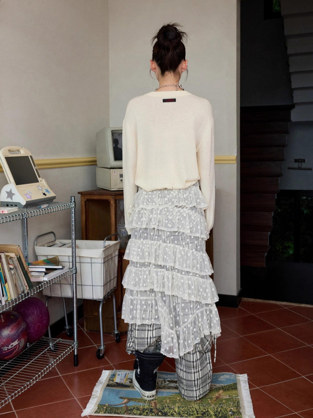 Solid Balloon Hem Wool Cardigan