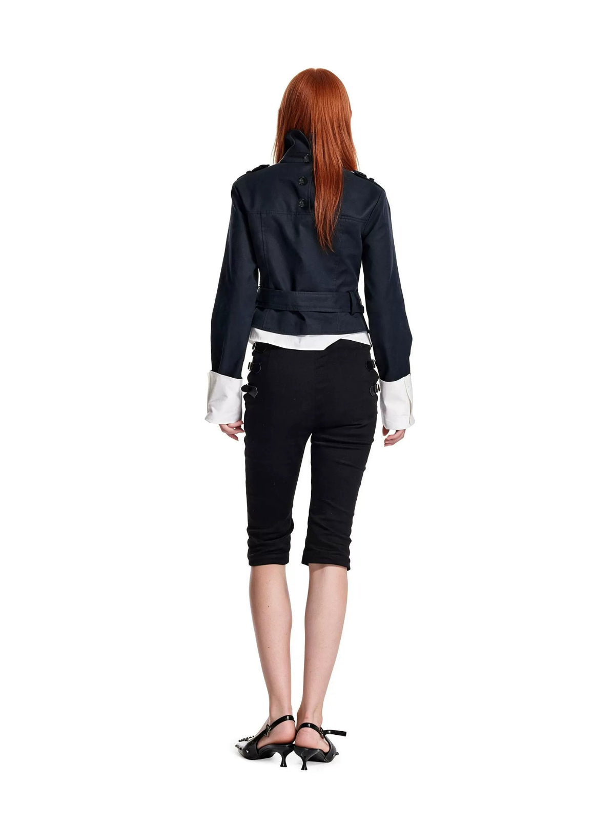 Faux Layered Cropped Trench Jacket