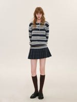 Vintage Striped Wool Polo Sweater