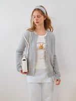 Cable Knit Wool Blend Cardigan
