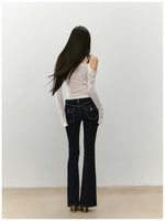 Draped Neck Leather Strap Acetate One-shoulder T-shirt