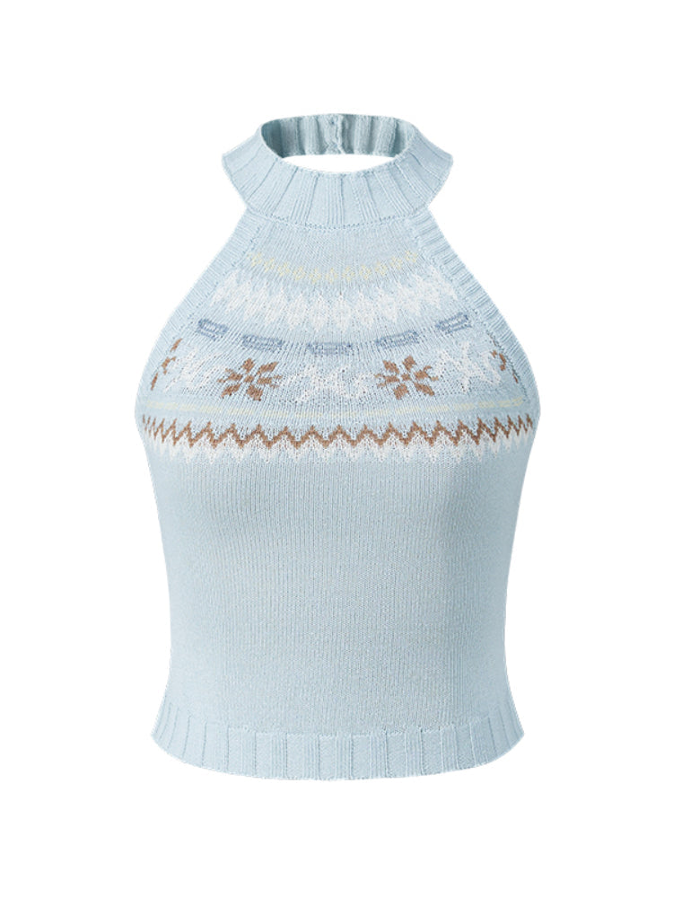 Fair Isle High-Waist Backless Top