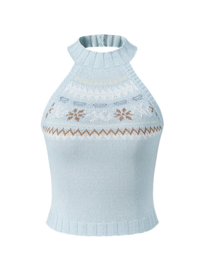 Fair Isle High-Waist Backless Top