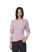 Contrast Layered V-Neck Wool Sweater