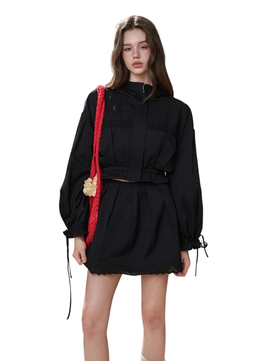 “Reading Time” Cotton Trench & Skirt Set