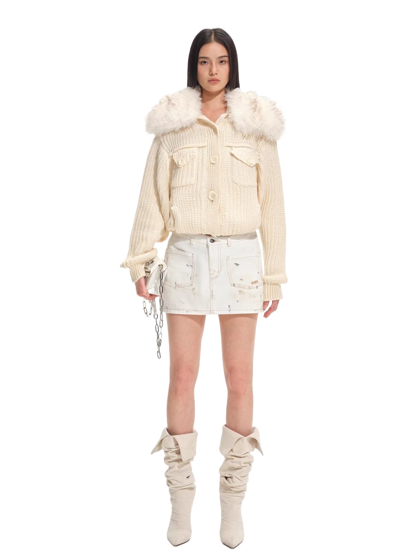 Colmar Fox Fur Oversized Cardigan