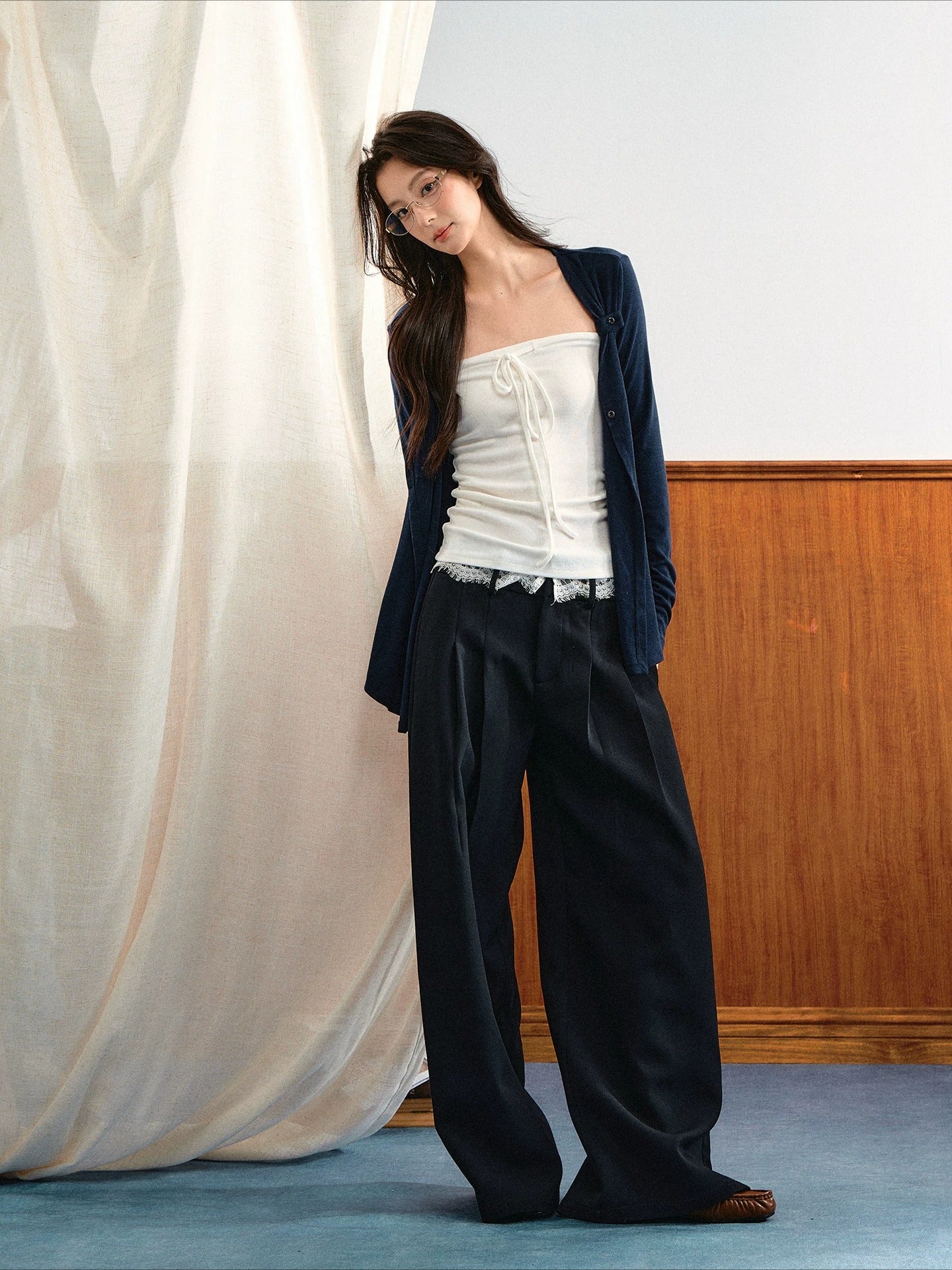 Tie Bust Knit Cardigan Set
