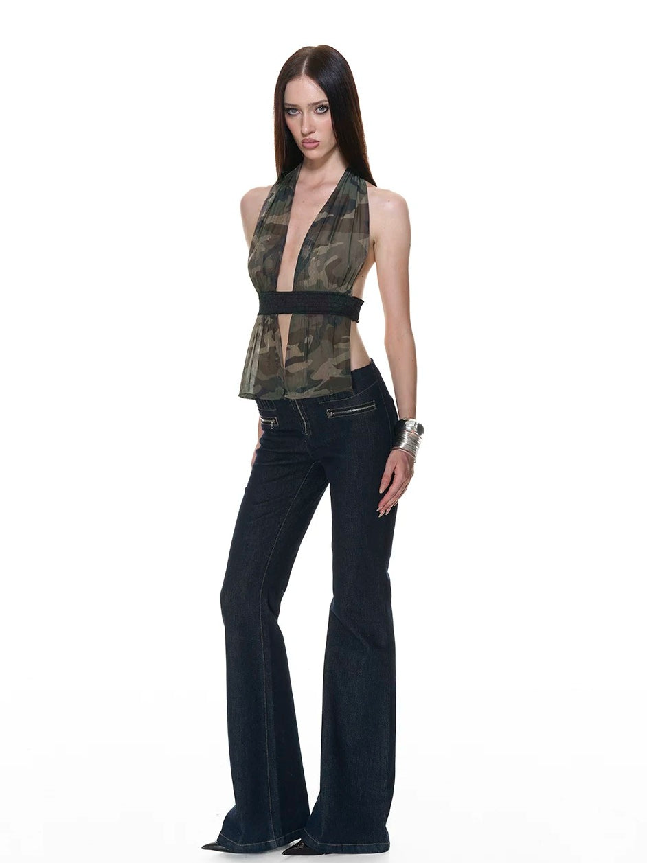 Sheer Organza Halter Top