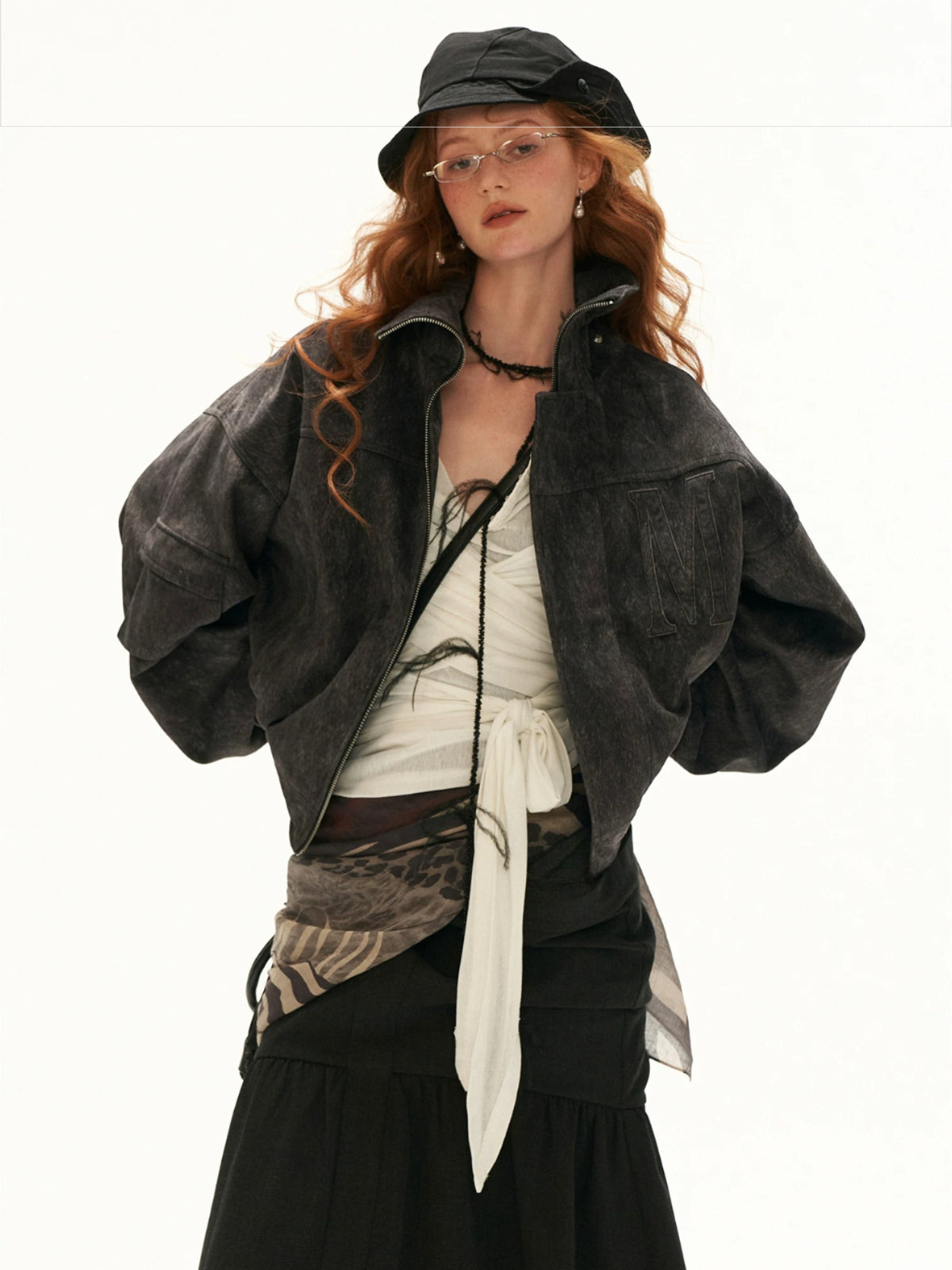 Textured Faux Fur Collar Jacket