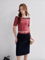 Contrast Stripe Bardot Set