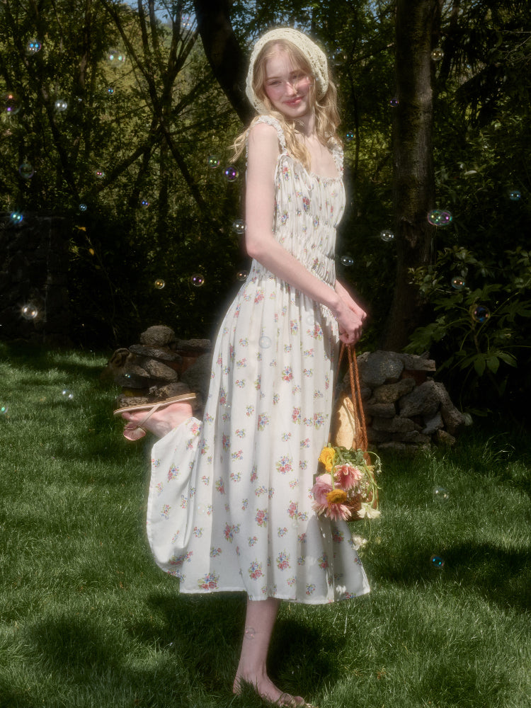 French Relaxed Old Money Floral Long Dress