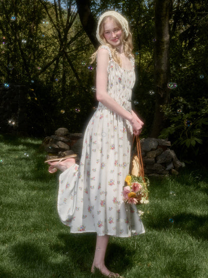 French Relaxed Old Money Floral Long Dress