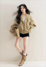 Khaki Cropped Trench Jacket