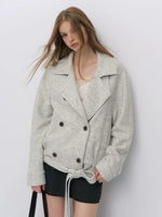 Cropped Wool-Blend Wrap Coat