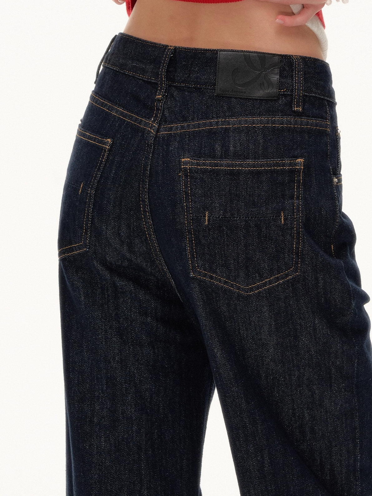 Contrast Cuff Polka Dot Denim Pants