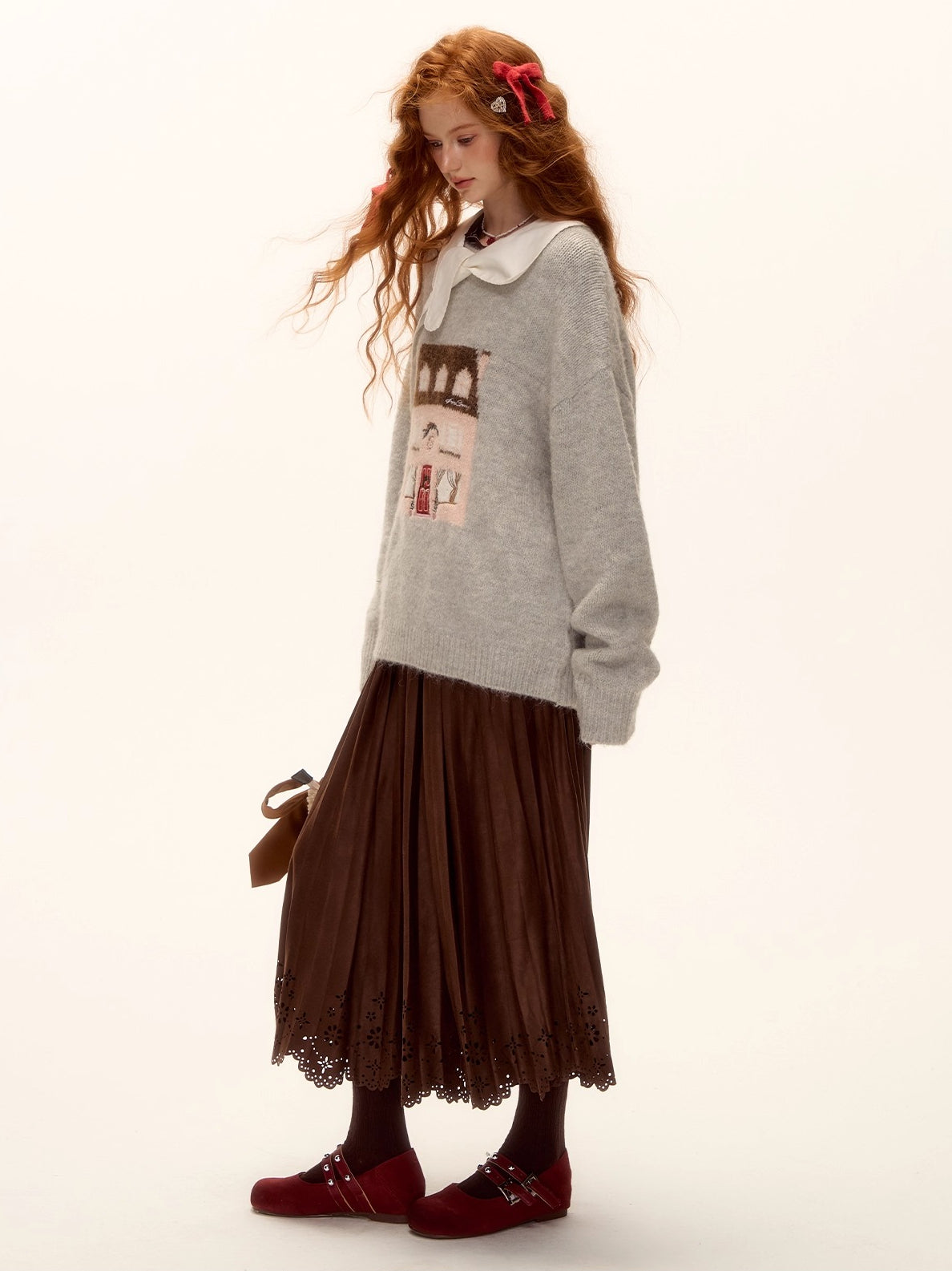 House Jacquard Embroidered Crewneck Sweater