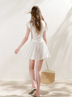 Lace-Trim Tie-Front T-Shirt & Skort Set