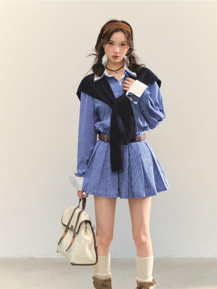 PLaid Cape A-Line 2-in-1 Dress &amp; Cape Set