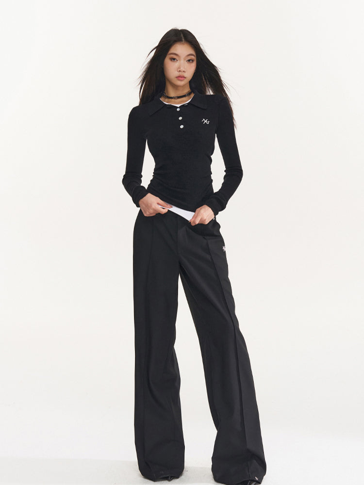 Black & Yellow Wool Polo Knit Top