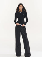 Black & Yellow Wool Polo Knit Top